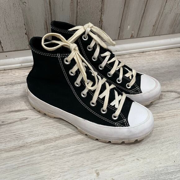 Converse Chuck Taylor All Star Canvas Sneakers Womens Sz 6.5 Black Lugged Chunky - Picture 1 of 7